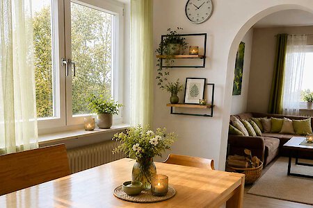 Wohnzimmer in Ferienwohnung 1 mit Ausblick
